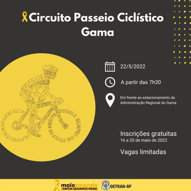 8º Passeio ciclístico do Detran-DF será no Gama, neste domingo (22)